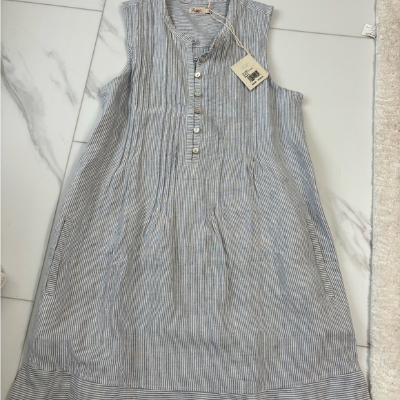 FAHERTY dress - size small NWT blue and white pinstriped. - Picture 2 of 2